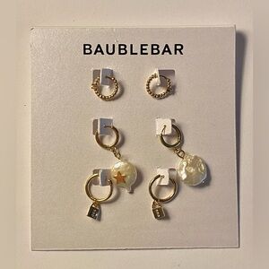 BaubleBar Set of 3 Earrings - Small Hoops and Dangle Earrings